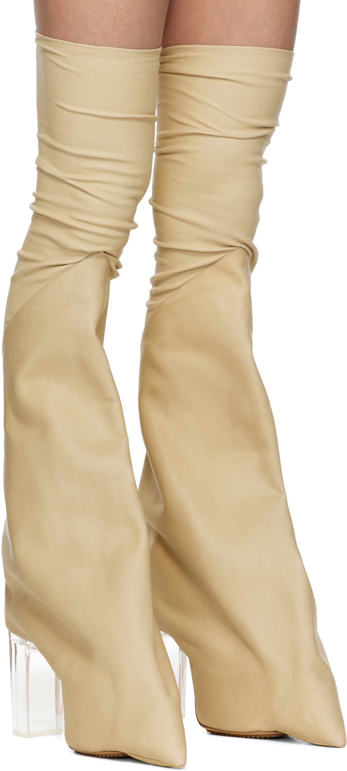 Rick Owens Beige Hollywood Taco Kiss Tall Boots Rick Owens Rick Owens Beige Hollywood Taco Kiss Tall Boots Rick Owens