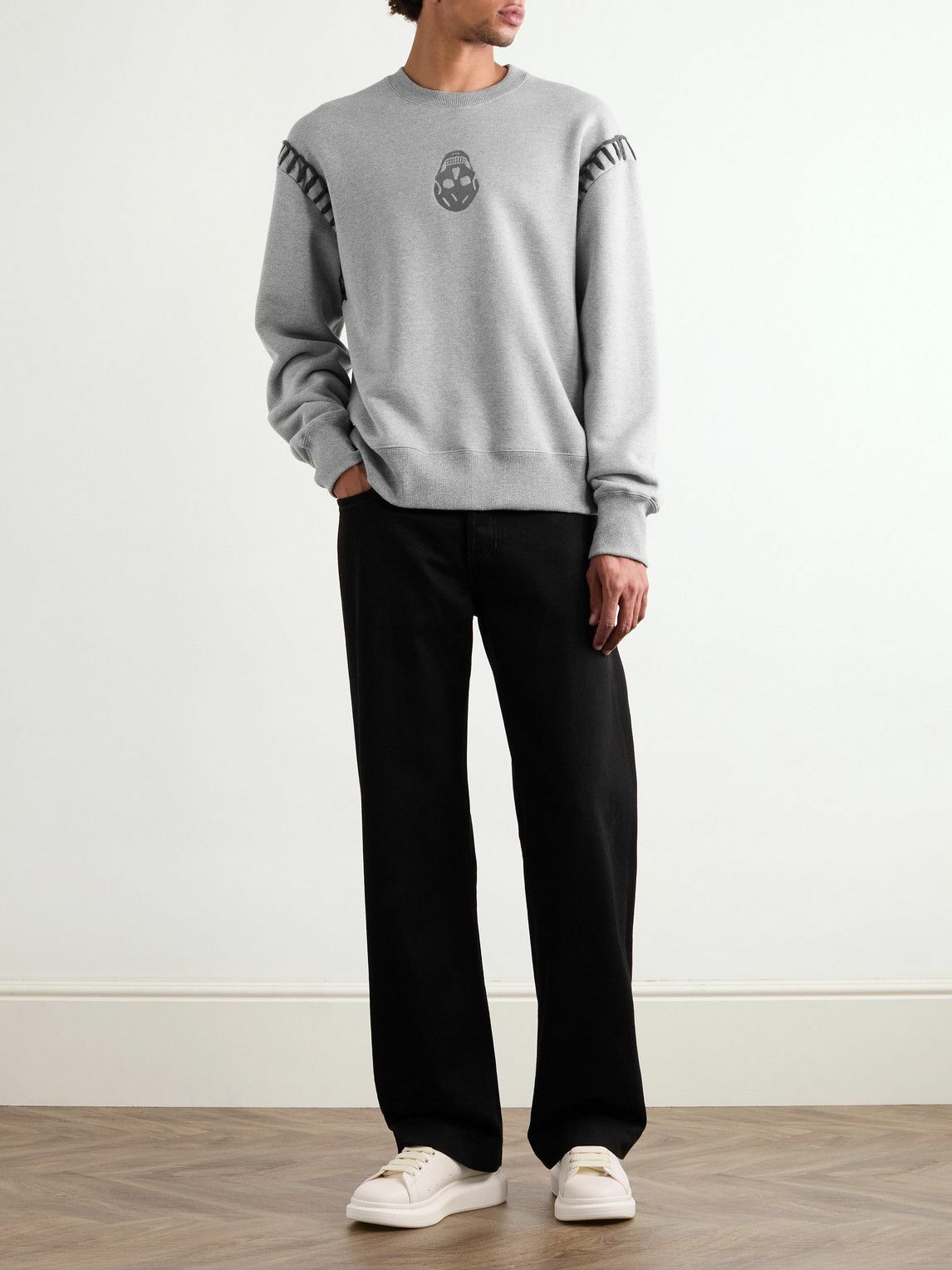 Alexander McQueen - Logo-Embroidered Cotton-Jersey Sweatshirt - Gray