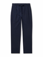 De Bonne Facture - Straight-Leg Linen Drawstring Trousers - Blue