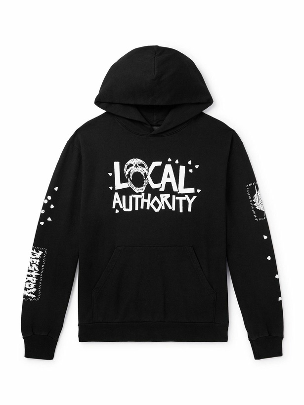 Photo: Local Authority LA - Stud Skull O Logo-Print Cotton-Jersey Hoodie - Black