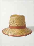 Orlebar Brown - Arinos Leather-Trimmed Straw Hat