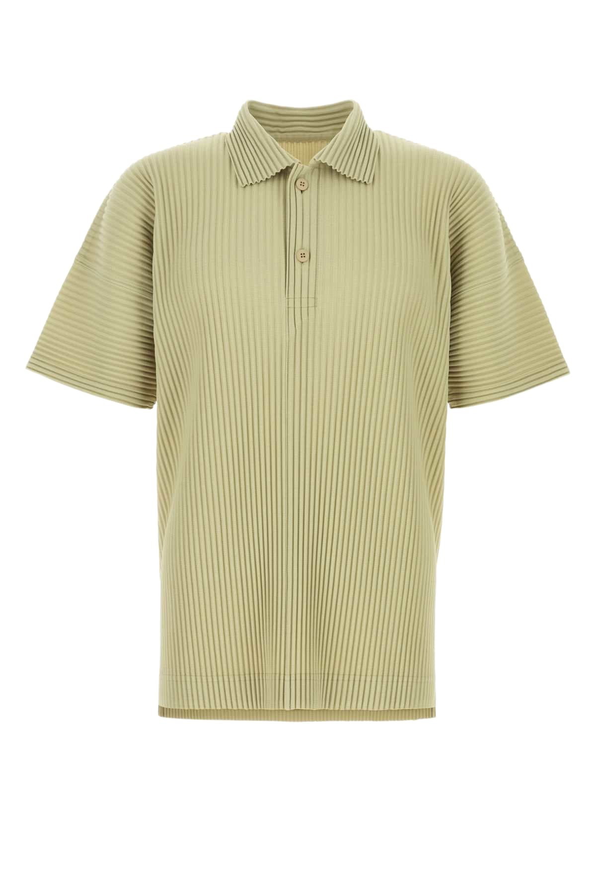 Homme Plissé Issey Miyake Men's Pleated Polo Shirt in Leaf