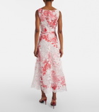 Monique Lhuillier Belted floral midi dress
