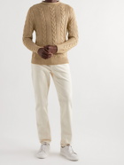 Ralph Lauren Purple label - Cable-Knit Silk and Linen-Blend Sweater - Brown