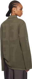 J.Kim Khaki Anton Belinskiy Edition Striped Knit Circus Jersey Polo