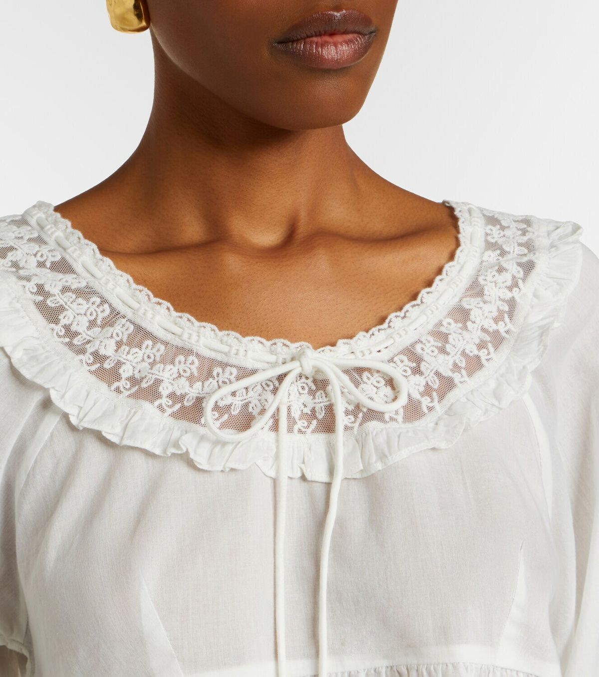 Posse Danielle lace-trimmed cotton blouse
