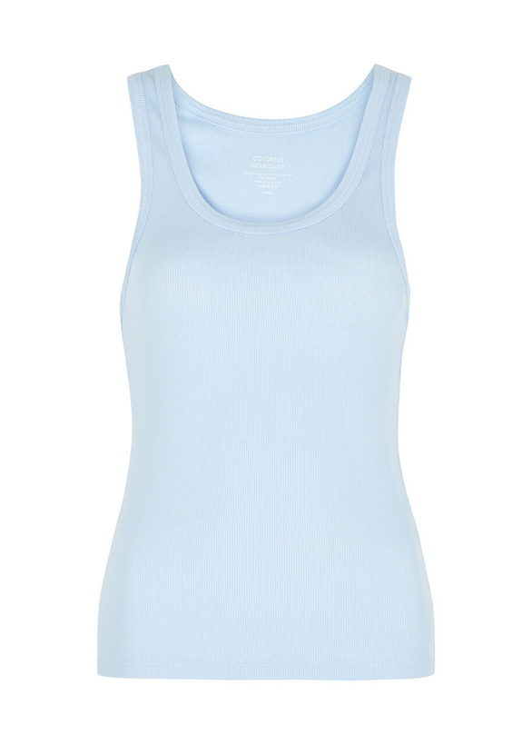 Photo: Colorful Standard Ribbed Stretch-cotton Tank Light Blue