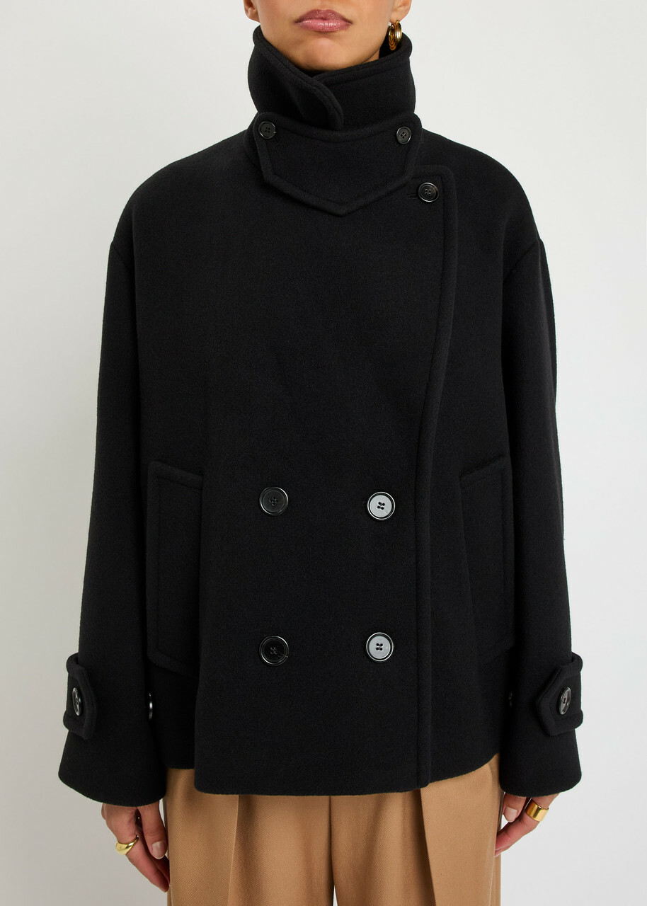 Chloe Double-breasted Wool-blend Jacket Black