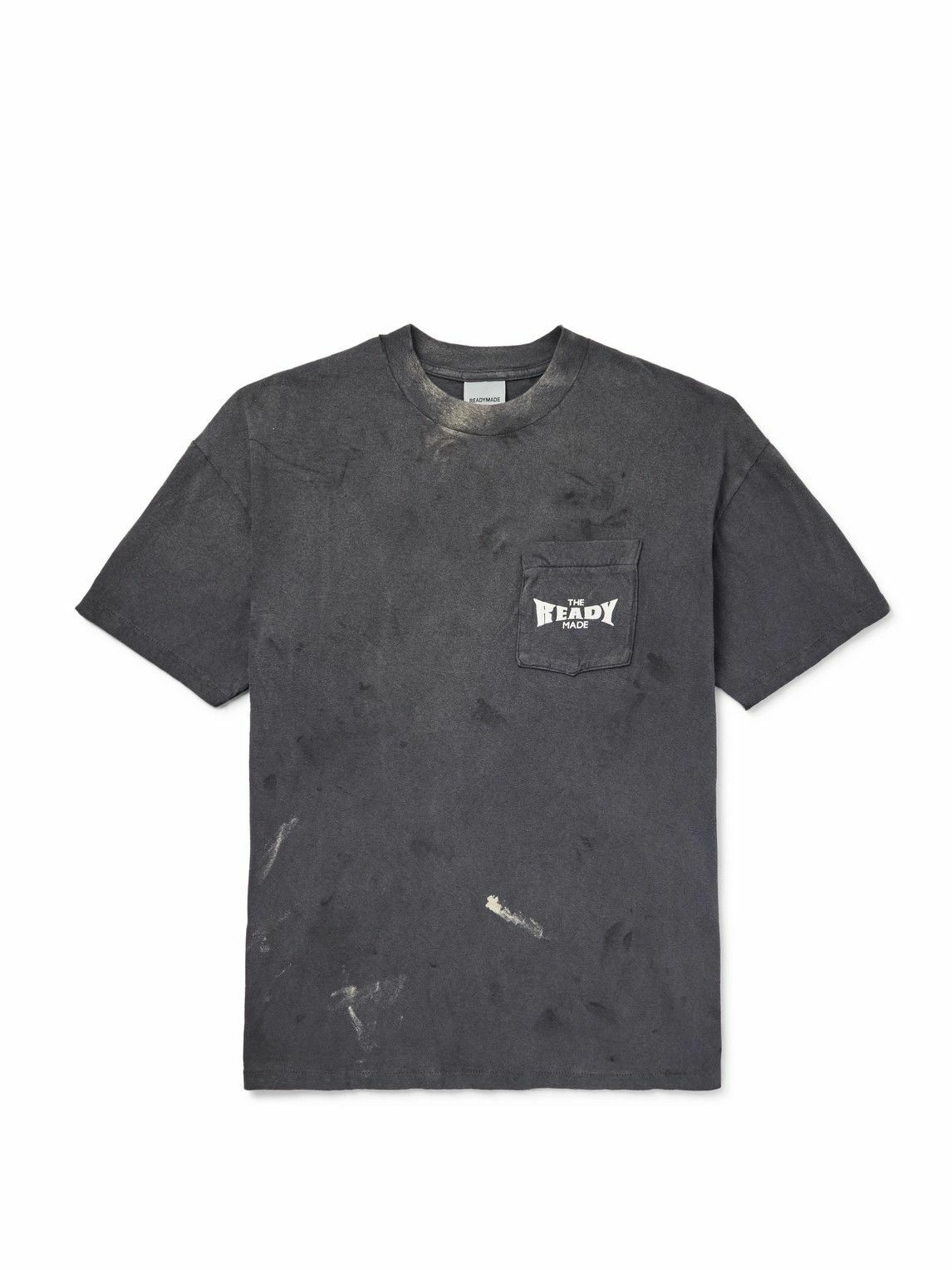 READYMADE - Logo-Print Paint-Splattered Cotton-Jersey T-Shirt - Black