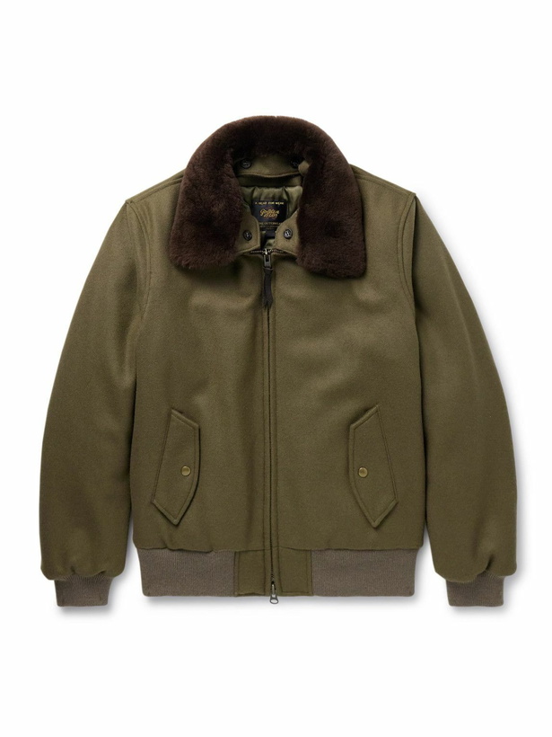 Photo: Golden Bear - Shearling-Trimmed Padded Wool-Felt Bomber Jacket - Green