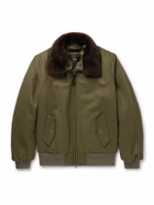 Golden Bear - Shearling-Trimmed Padded Wool-Felt Bomber Jacket - Green
