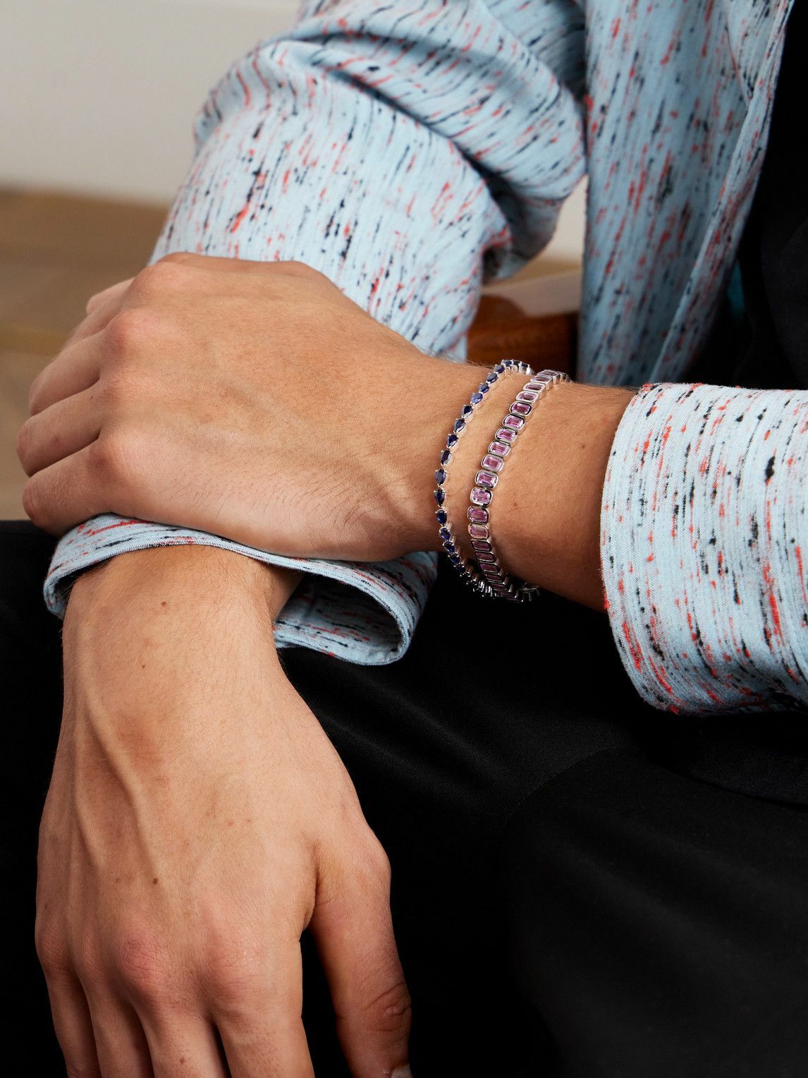 42 Suns - White Gold Laboratory-Grown Sapphire Tennis Bracelet