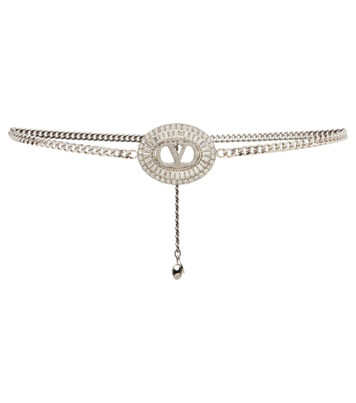 Photo: Valentino VLogo crystal-embellished chain belt