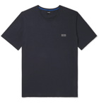 HUGO BOSS - Slim-Fit Logo-Embroidered Stretch-Cotton Jersey Pyjama T-Shirt - Blue
