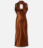 Rebecca Vallance Phoenix draped silk satin cocktail dress