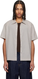 Dunst Beige Collared Checked Shirt