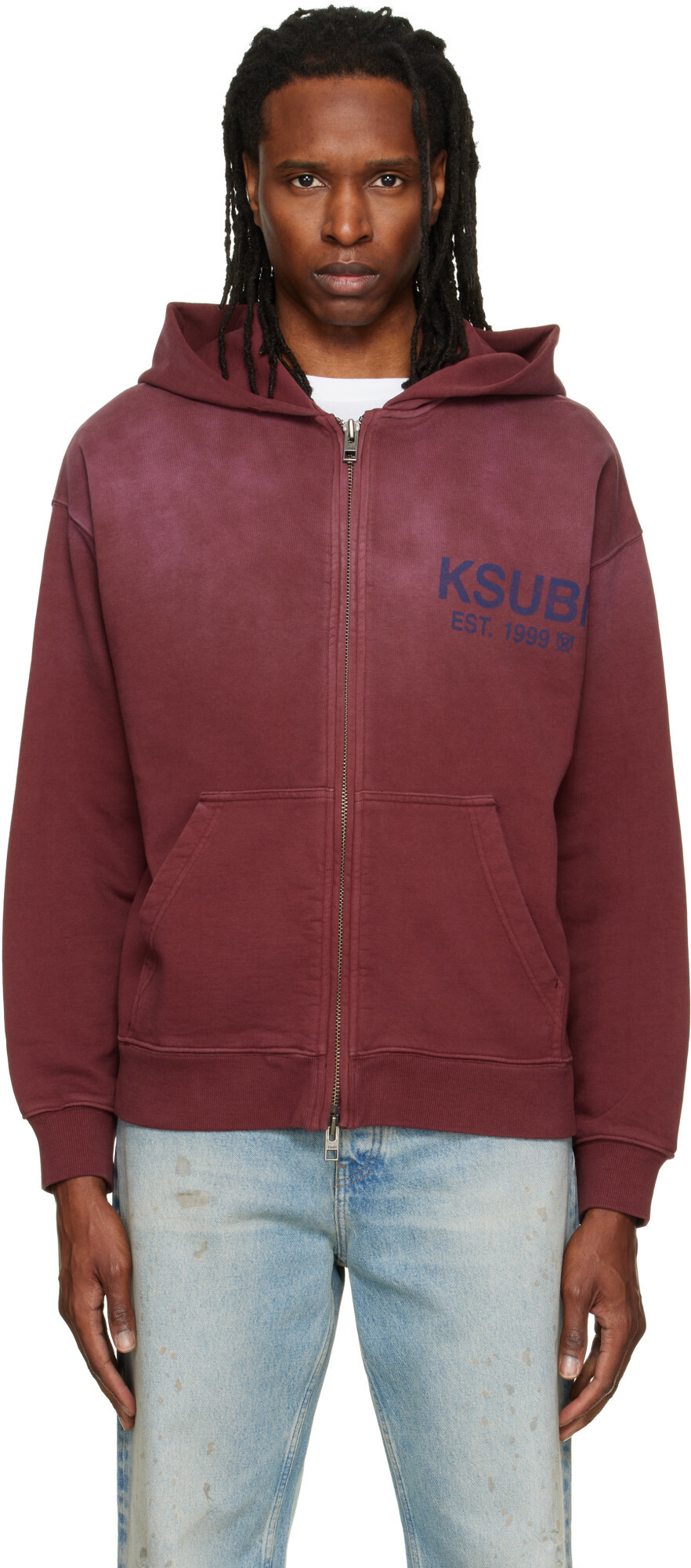 Ksubi Burgundy Ekcess Zip Hoodie
