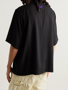 Needles - Convertible-Collar Logo-Embroidered Twill Shirt - Black