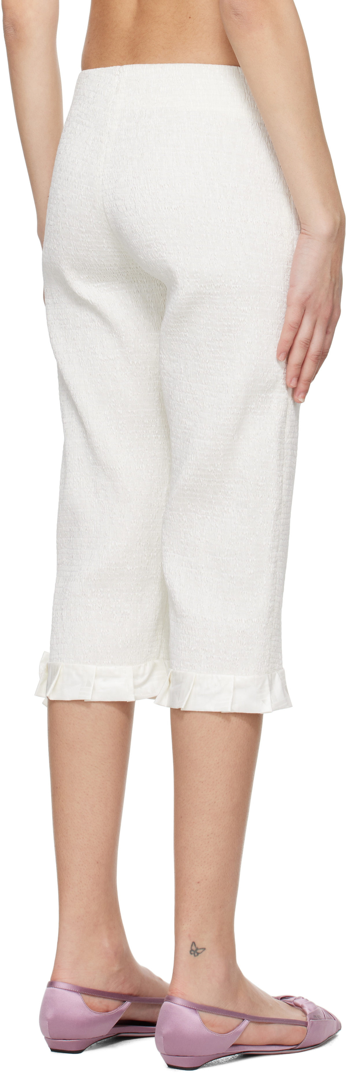 SUPER YAYA Off-White Pantacourt Audrey Trousers