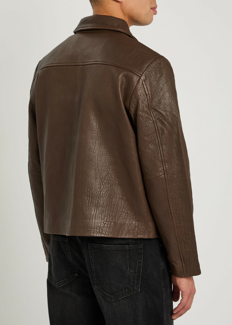 Won Hundred Dutton Textured Leather Jacket Dark Red