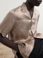 Frescobol Carioca - Roberto Camp-Collar Printed Silk-Voile Shirt - Brown