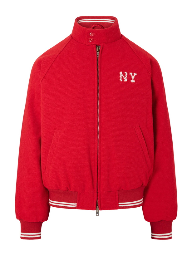 Photo: Aimé Leon Dore - Ny Highlanders Logo-Embroidered Wool-Blend Varsity Jacket - Red