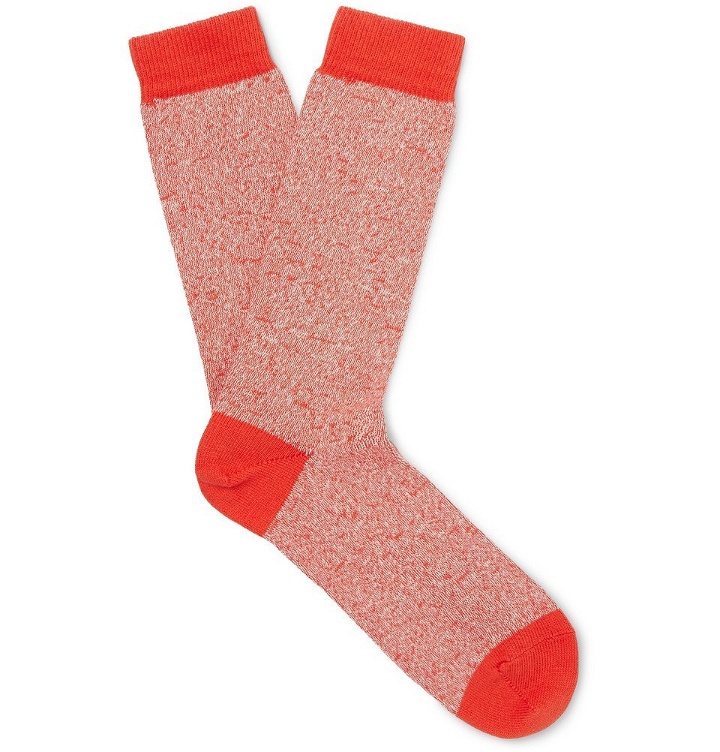 Photo: Sunspel - Mélange Organic Cotton-Blend Socks - Red