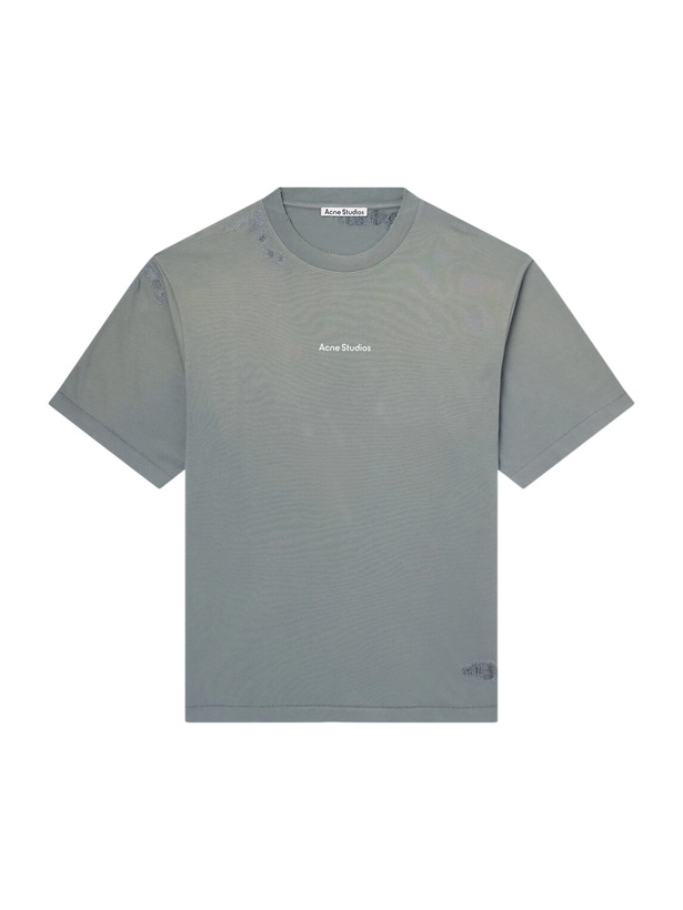 Photo: Acne Studios - Logo-Print Cotton-Jersey T-Shirt - Gray