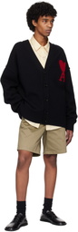 AMI Paris Black Wool Ami de Coeur Cardigan