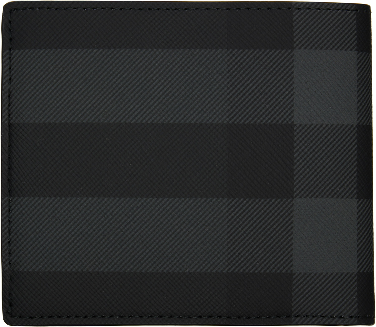 Burberry Black & Gray Check Slim Bifold Wallet