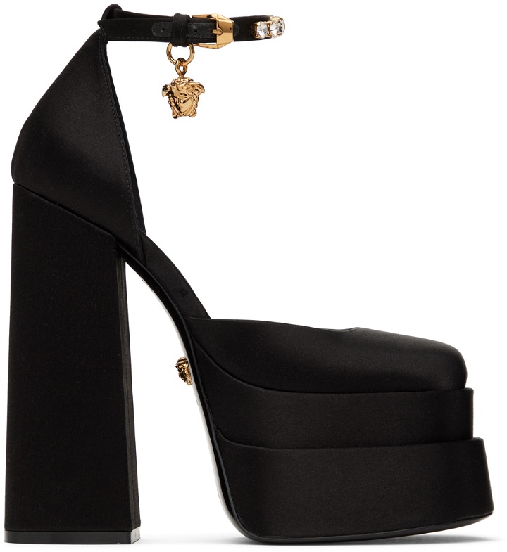 Photo: Versace Black Aevitas Platform Heels