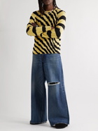 The Elder Statesman - Tiger Jacquard-Knit Cashmere Sweater - Yellow