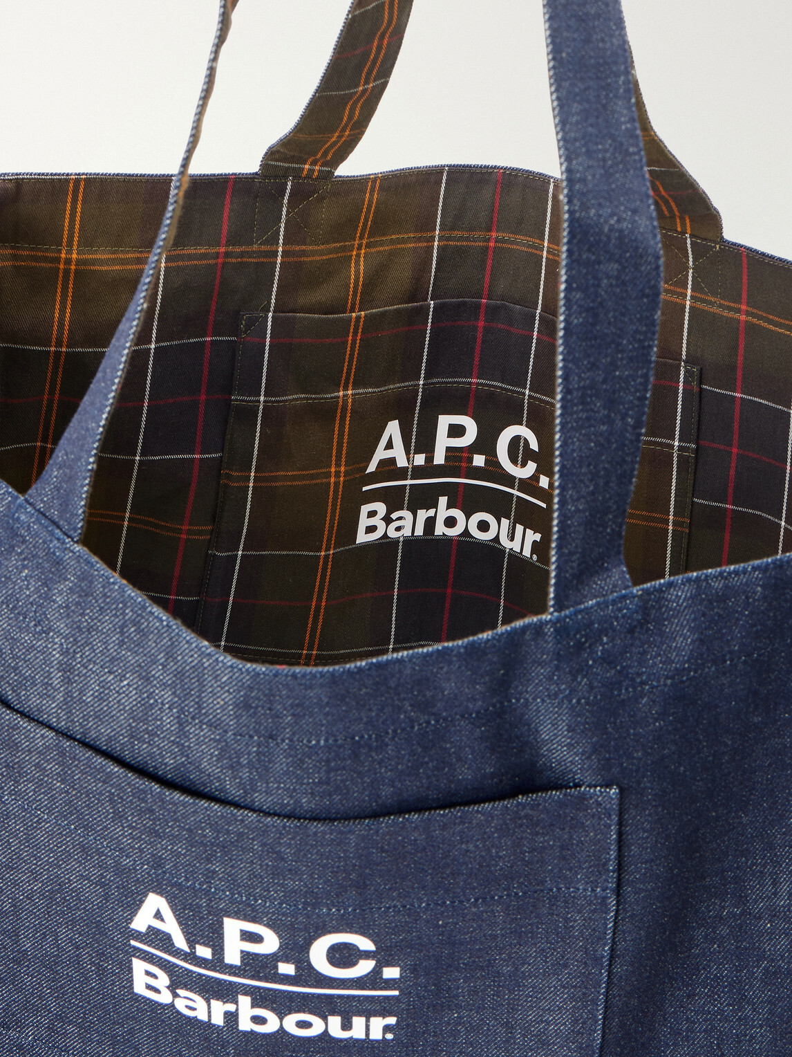 Barbour - A.P.C. Logo-Print Denim Tote Bag - Blue