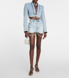 Area - Crystal-embellished denim miniskirt