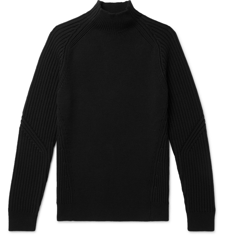 Photo: Dunhill - Ribbed Wool Mock-Neck Sweater - Black