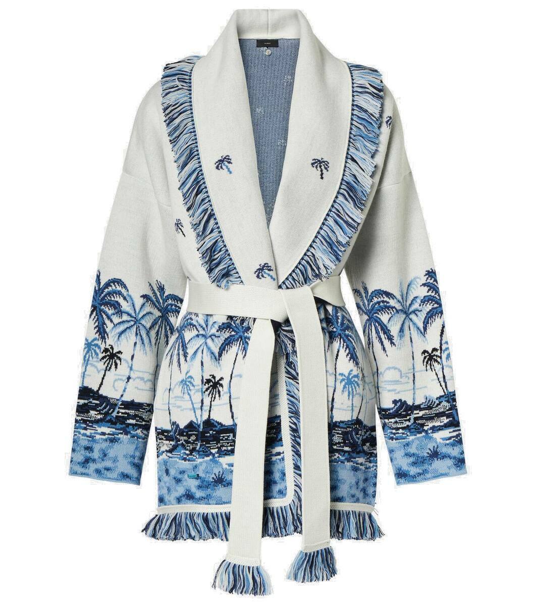 Alanui Black and White Jacquard Bandana Belted Cardigan Alanui