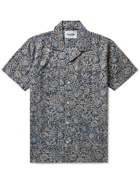 Corridor - Camp-Collar Printed Brushed-Cotton Shirt - Blue