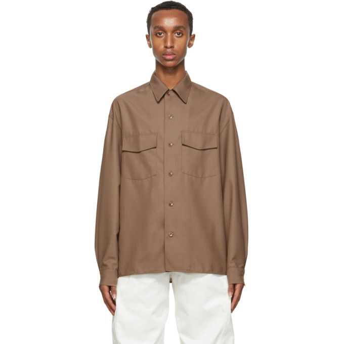 Photo: Lemaire Brown Convertible Collar Shirt