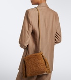 Etro Kalispera Small embroidered suede clutch