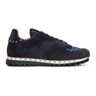 Valentino Navy Valentino Garavani Camo Rockrunner Sneakers