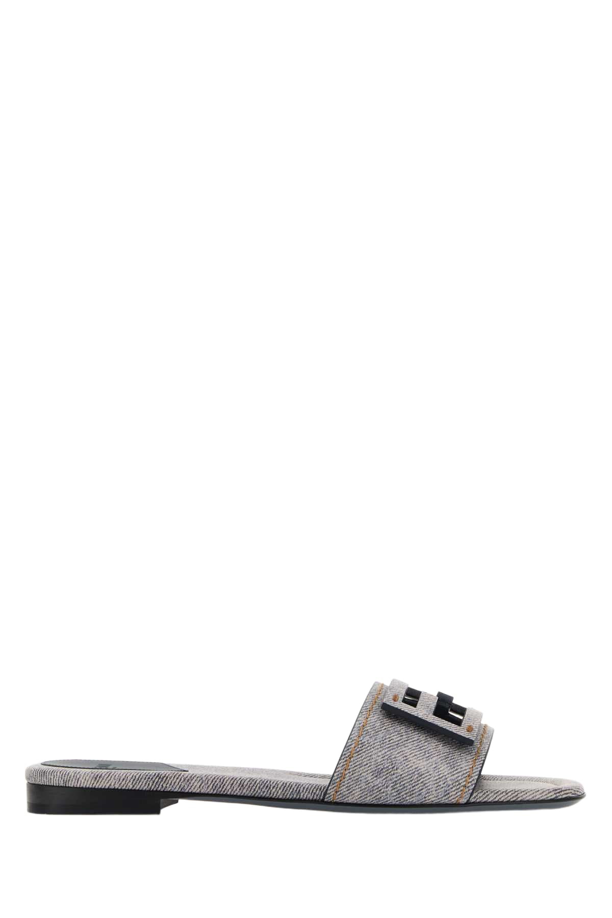 スリッポン FENDI SILVER LEATHER BAGUETTE SLIPPERS Fendi Silver Leather Baguette Slippers | italist