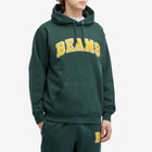 BEAMS Men's College Logo Hoodie in Green