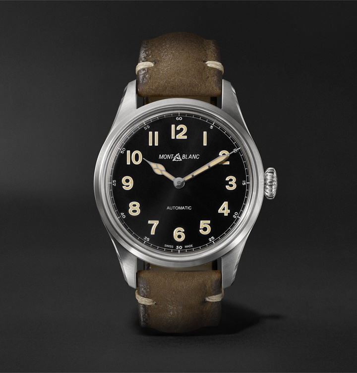 Photo: Montblanc - 1858 Geosphere Limited Edition Automatic 40mm Stainless Steel and Nubuck Watch, Ref. No. 119907 - Black