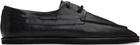 AURALEE Black Soft Leather Deck Shoes