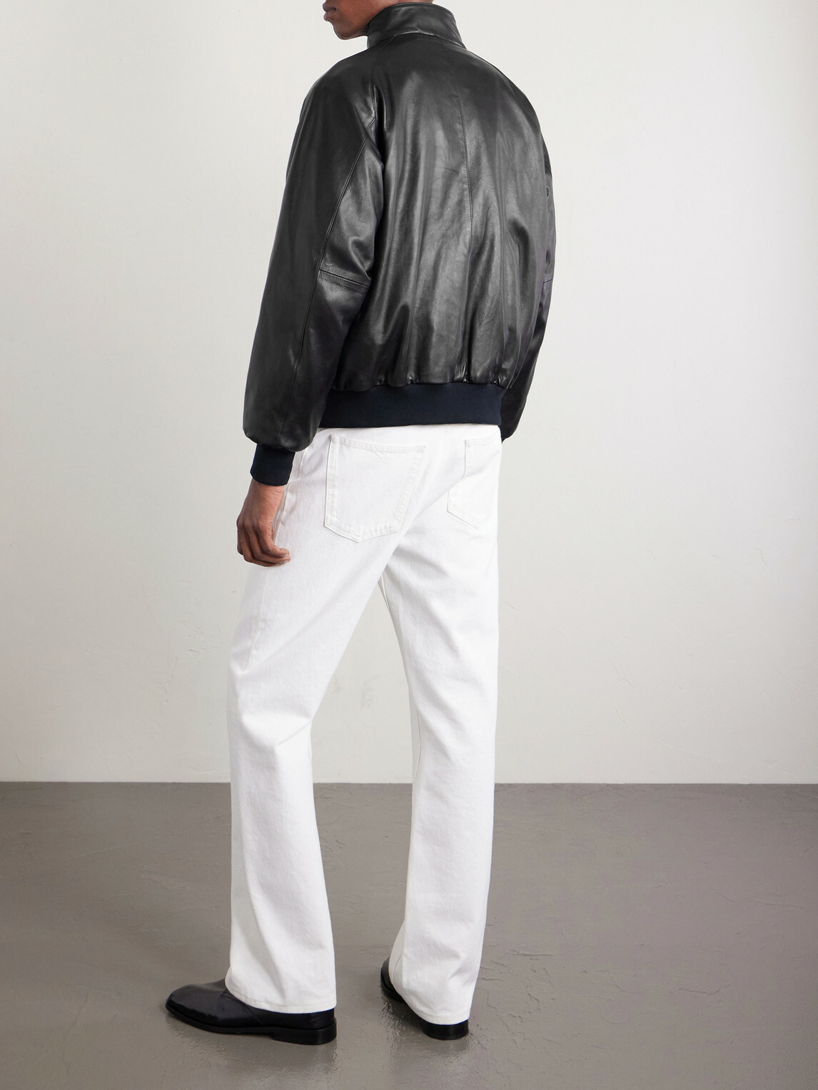 A.PRESSE - Padded Leather Harrington Jacket - Black A.PRESSE
