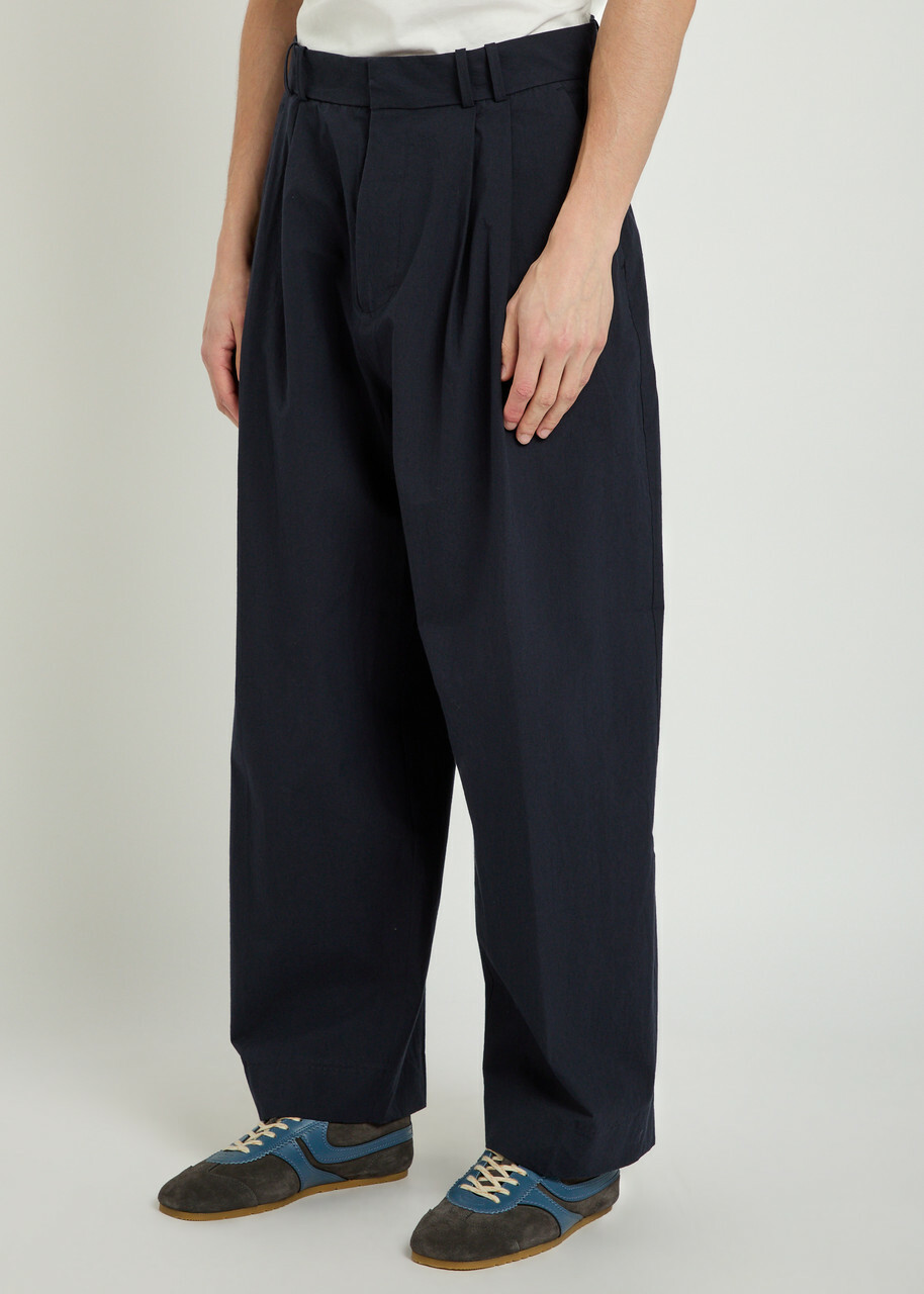 Studio Nicholson Typewriter Straight-leg Cotton-poplin Trousers Navy