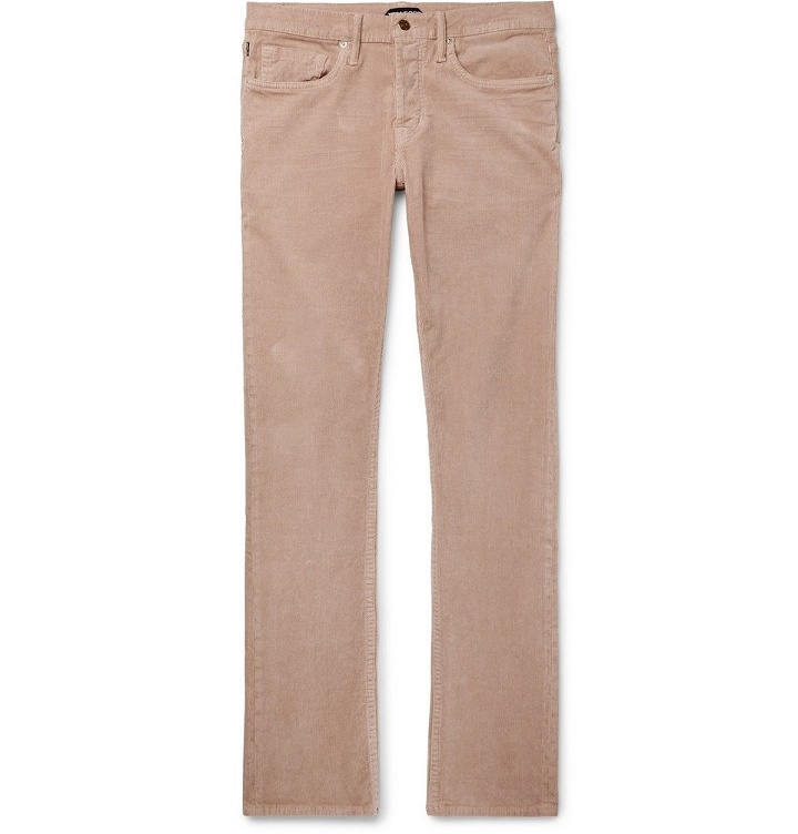 Photo: TOM FORD - Slim-Fit Stretch-Cotton Corduroy Trousers - Men - Pink