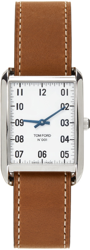 Photo: TOM FORD Brown & Silver Leather 001 Watch