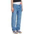 Marine Serre Blue Moon Laser Wash Denim Straight Jeans