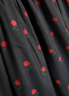 Never Fully Dressed Nara Rose-print Shirred Woven Midi Dress Black